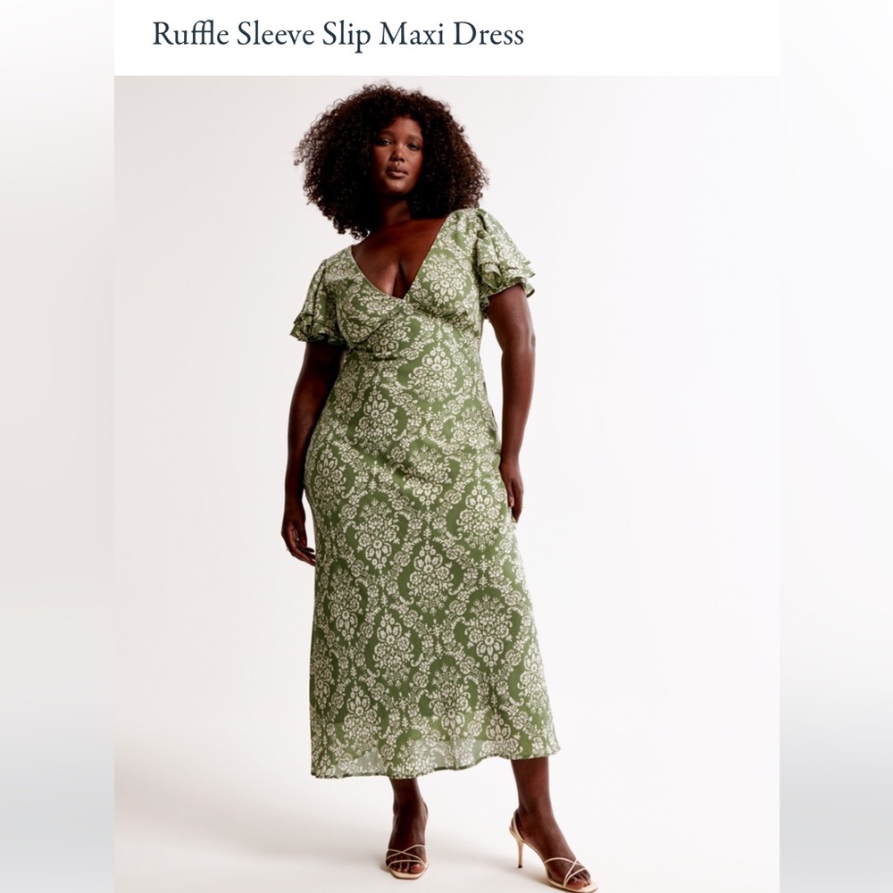 New With Tags Abercrombie Ruffle Sleeve Slip Maxi Dress